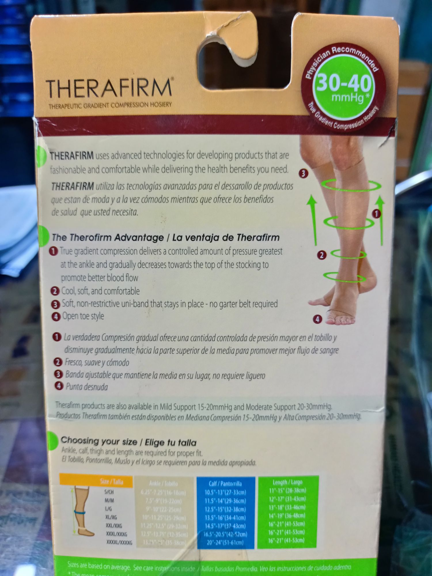 Picture of Therafirm Knee High Stocking 30-40 mmHg Firm Compression Support Nylons