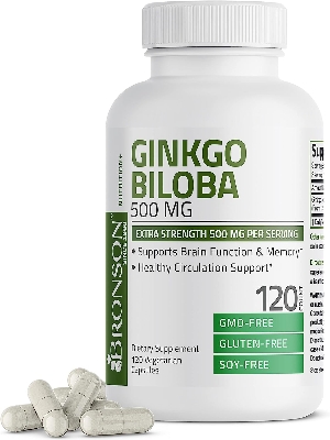 Picture of Bronson Ginkgo Biloba 500mg Extra Strength Supports Brain Function & Memory Support, 120 Vegetarian Capsules