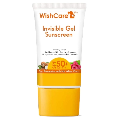 Picture of WishCare Invisible Gel Sunscreen SPF 50+ PA++++ - Ultra Light Weight, Oil Free with Broad Spectrum Protection & No White Cast - 50 Grams