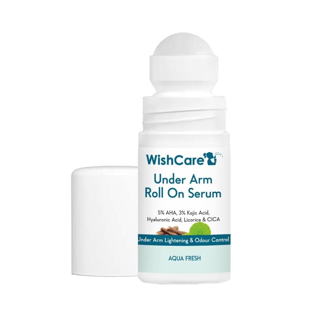 Picture of WishCare Underarm Roll On Serum - 5% AHA, 3% Kojic Acid, HA, Licorice - Underarm Lightening & Odour Control - Long Lasting Aqua Fragrance-50ml