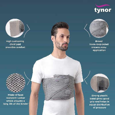 Picture of Tynor Chest Binder , Grey,1Unit