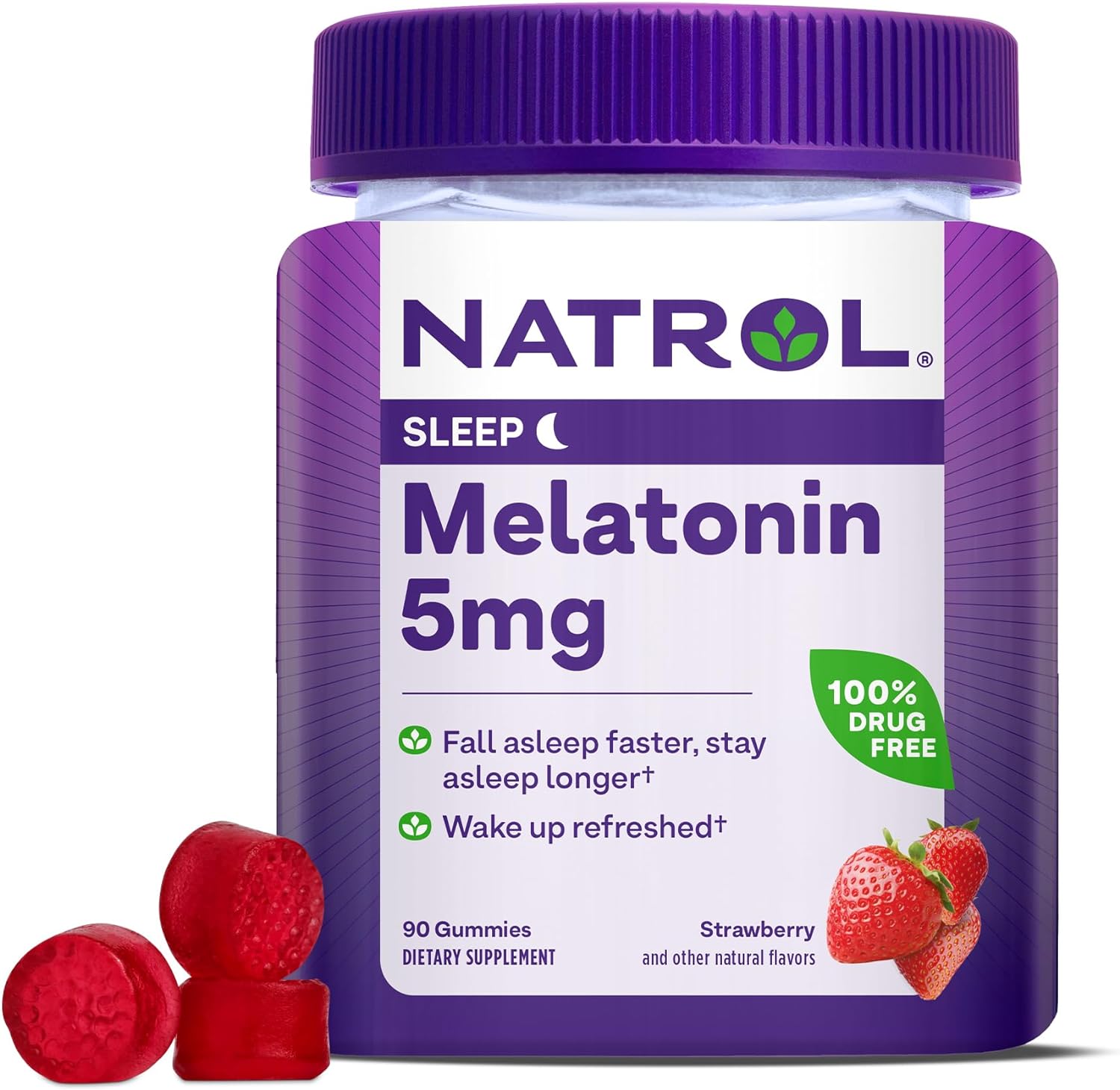 Picture of Natrol Melatonin 5mg, Dietary Supplement for Restful Sleep, 90 Strawberry-Flavored Gummies, 45 Day Supply