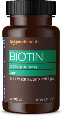 Picture of Amazon Elements Vegan Biotin 5000 mcg - Hair Skin Nails130 Capsules