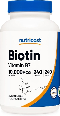 Picture of Nutricost Biotin (Vitamin B7) 10,000mcg (10mg) Vitamin Supplement, 240 Capsules - Vegetarian, Gluten Free, Quick Release, Non-GMO