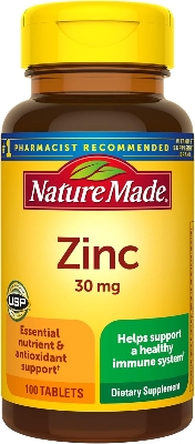 Picture of Nature Made Zinc 30 mg, Dietary Supplement for Immune Health and Antioxidant Support, 100 Tablets, 100 Day Supply