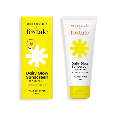 Picture of Foxtale Essentials Daily Glow Sunscreen SPF 50 PA+++ with Vitamin C and Niacinamide, UVA and UVB filters - No White Cast, Non-Greasy Formula, Anti-Tan Formula, For Men & Women, 50 ml