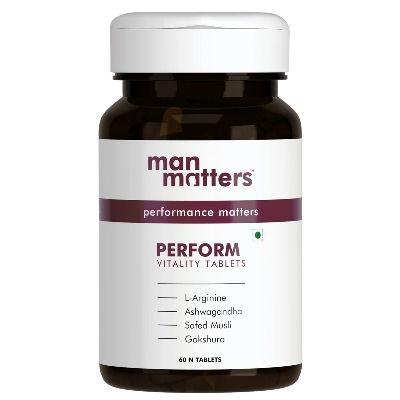 Picture of Man Matters Ashwagandha, Safed Musli, Gokshura & L' Arginine Tablets | 60 Tablets | Indian Ginseng| | 8 Natural Herbs | No Side Effects