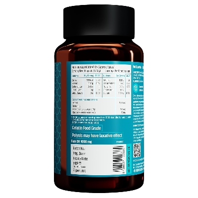 Picture of HealthKart FishOil Capsule For Men And Women, 60 Omega 3 Fish Oil Capsules (1000mg Omega 3 with 180 mg EPA & 120 mg DHA), for Brain, Heart, Eyes, and Joints Health