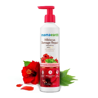 Picture of Mamaearth Hibiscus Damage Repair Shampoo With Hibiscus & Curry Leaves for Strong & Nourished Hair - 250ml