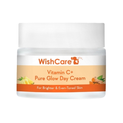 Picture of WishCare Pure Glow Vitamin C Face Cream for Women & Men - Day & Night Cream - For Glowing, Bright, Young and Pigmentation Removal - With Hyaluronic Acid, Niacinamide, Oranges, Berries & Turmeric-50 gm