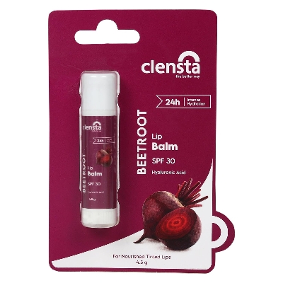 Picture of Clensta Beetroot Lip Balm With Hyaluronic Acid Spf 30 With Beetroot & Hyaluronic Acid For Moisture, Hydrates & Lightens Dark Lips For Women & Men 5Gm, Clear