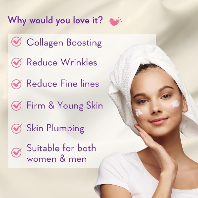 Picture of WishCare Collagen Boosting - Advance Repair Night Cream - With Retinol, Niacinamide, GrapeSeed, Sea Algae, Jojoba & Rosehip - For Anti-Aging, Skin Firming & Plumping Skin - 50 gm