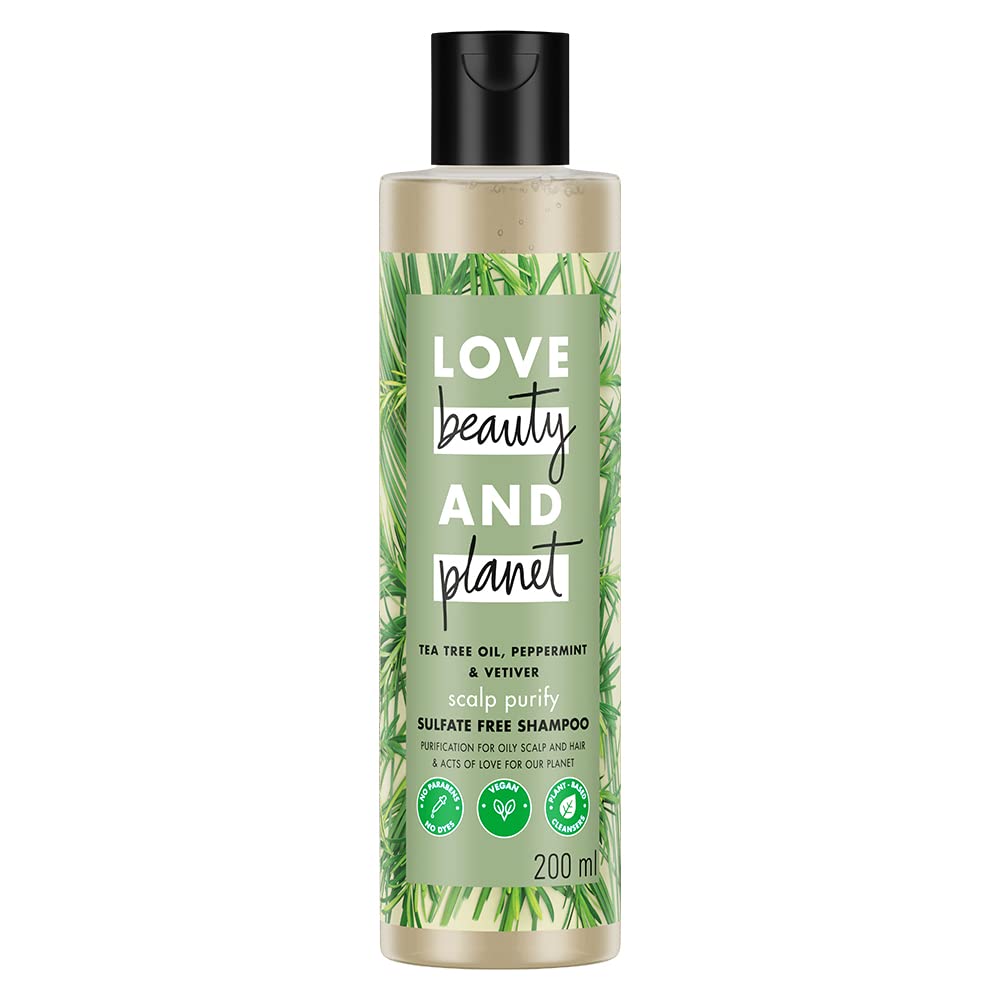 Picture of Love Beauty & Planet Tea Tree, Peppermint & Vetiver Natural Shampoo for Oily Scalp and Hair|No Sulfates,No Paraben|200ml