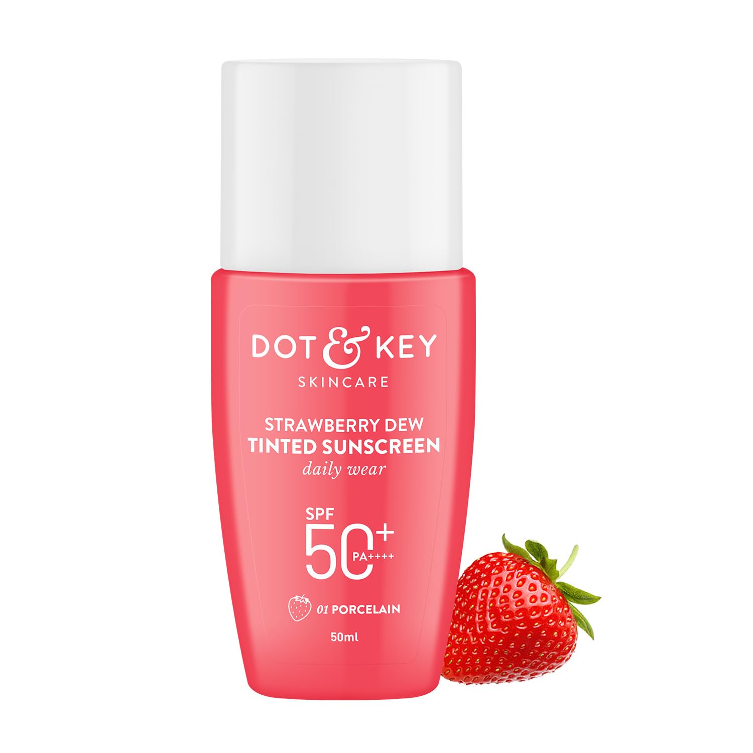 Picture of Dot & Key Strawberry Dew Tinted Sunscreen SPF 50+ Pa++++ - 01 Porcelain | Protection Against UA/UB | Broad Spectrum, Water & Sweat resistant | For All Skin Types | 50ml