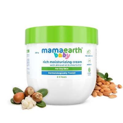 Picture of Mamaearth Baby Rich Moisturizing Cream With Almond Oil & Shea Butter For Dry Skin - 200 g | For Face & Body | 24-Hour Moisturization | Nourishes & Softens Skin
