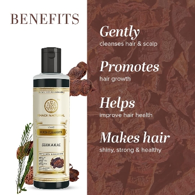 Picture of Khadi Natural Shikakai Shampoo for Cleaning Hair | Natural Hair Cleanser with Shikakai | Nourishing Shampoo for Healthy Hair | Suitable for All Hair Types 210ml