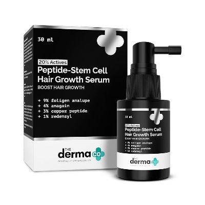 Picture of The Derma Co. 20% Actives Peptide Hair Growth Serum - 30ml | With 9% Foligen Analupe | 4% Anagain | 3% Copper Peptide | 1% Redensyl | For Hair Growth|Reduces Hair Fall & Breakage|Boosts Hair Growth | Promotes Healthy Scalp|For All Hair Types