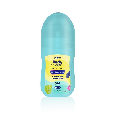 Picture of Plum BodyLovin' Hawaiian Rumba Deodorant Roll On | 4% Lactic Acid & 1% Glycolic Acid | Controls Odor & Fades Underarm Darkness | 48 Hr Freshness | Fresh Beachy Fragrance | Aluminium-Free (50 ml)