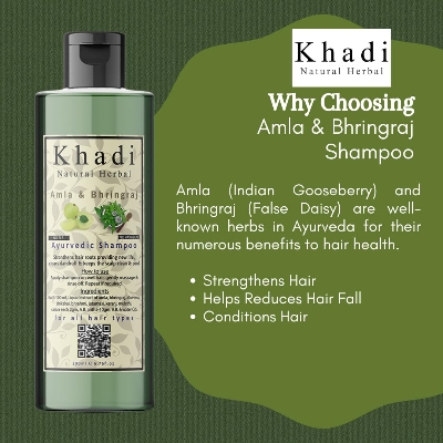 Picture of Khadi Natural Herbal Amla And Bhringraj Shampoo/Cleanser | SlS And Parben Free For Men Women (Pack Of 200ml)