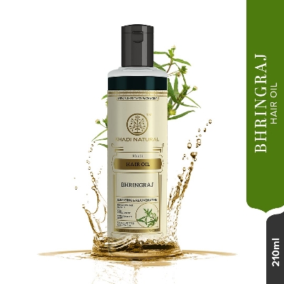Picture of Khadi Natural Bhringraj Hair Oil For Controlling Hair Fall, Nourishing Oil For Healthy Hair Growth, Paraben & Silicone-Free Suitable For All Hair Types, 210ml
