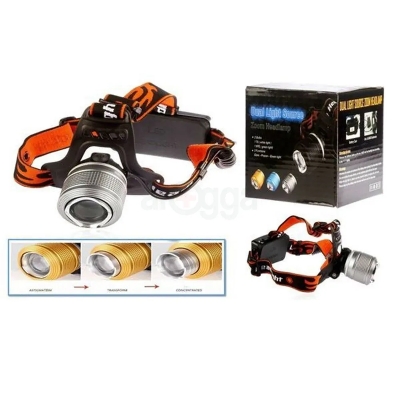 Picture of Rechargeable Led Headlight Dual Light Zoom Headlamp for using in OT Cycling BK Riding and Fishing

  
