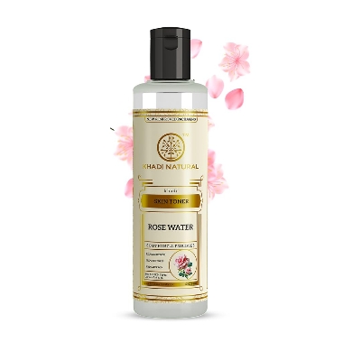 Picture of Khadi Natural Rose Water Herbal Skin Toner, 210ml|Keeps skin scented and moisturized|Maintain skin's pH balance| Prevents acne|Suitable for All Skin Types