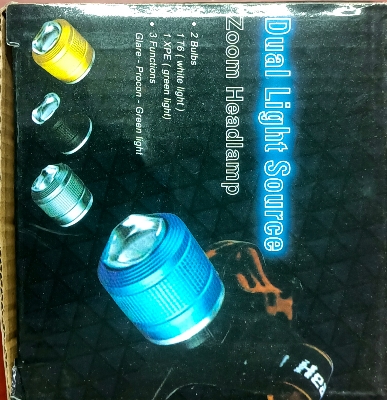 Picture of Rechargeable Led Headlight Dual Light Zoom Headlamp for using in OT Cycling BK Riding and Fishing

  