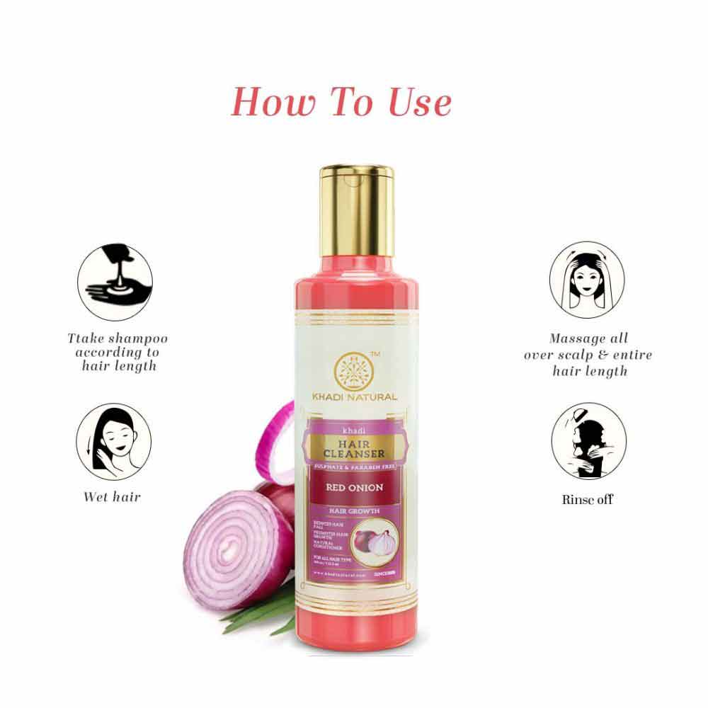 Picture of Khadi Natural Red Onion Hair Cleanser-Sulphate & Paraben Free-210 ml