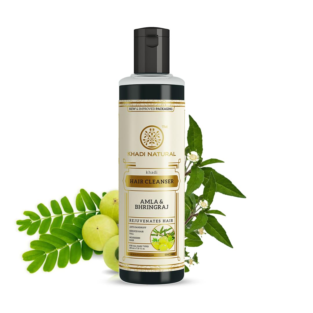 Picture of Khadi Natural Amla & Bhringraj Hair Cleanser(Shampoo) | Hair Cleanser with Natural Ingredients | Anti-Dandruff Shampoo | Anti-Hair Fall Shampoo | Shampoo for Nourishing Hair | Suitable for All Hair Types | 210ml