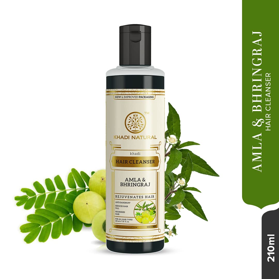 Picture of Khadi Natural Amla & Bhringraj Hair Cleanser(Shampoo) | Hair Cleanser with Natural Ingredients | Anti-Dandruff Shampoo | Anti-Hair Fall Shampoo | Shampoo for Nourishing Hair | Suitable for All Hair Types | 210ml