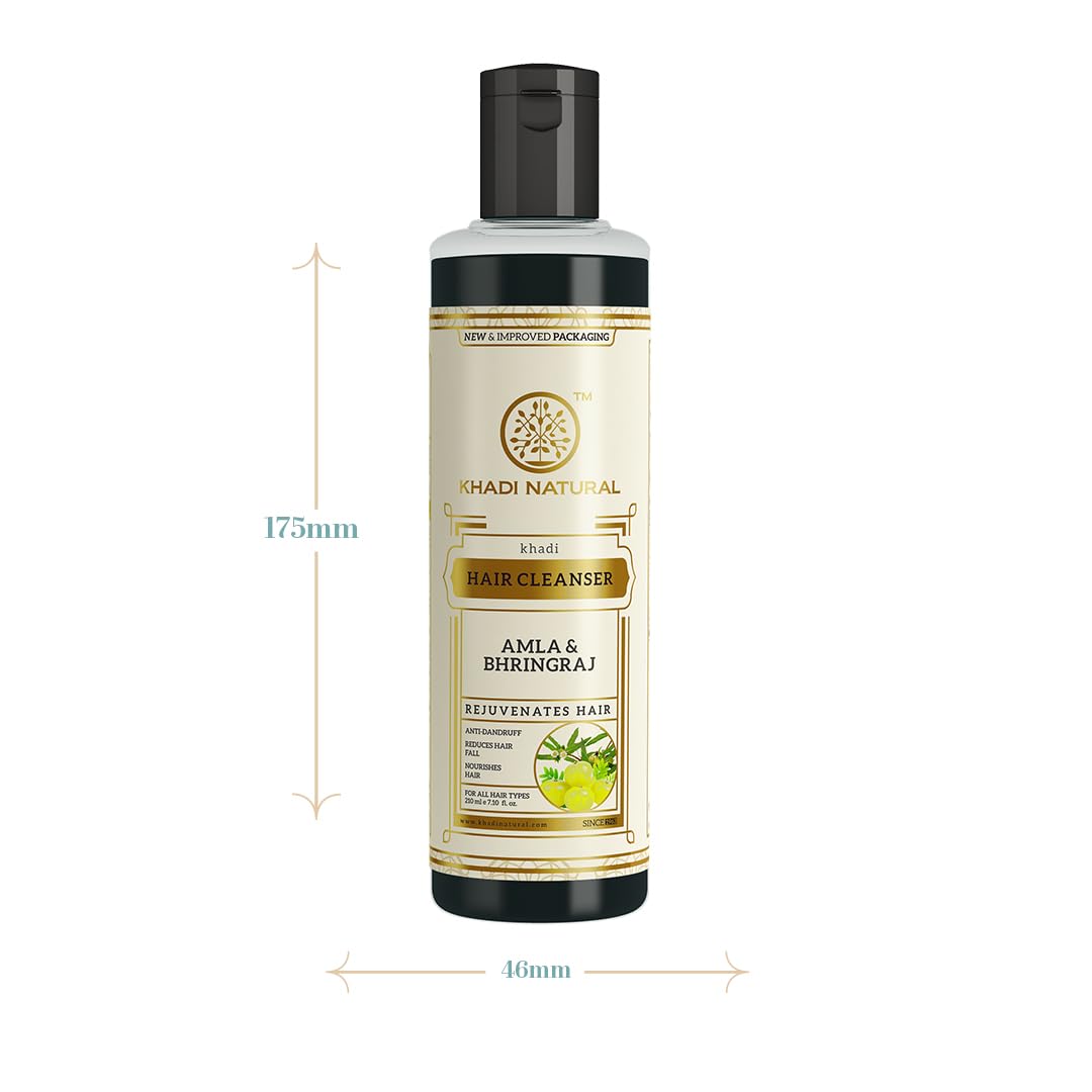 Picture of Khadi Natural Amla & Bhringraj Hair Cleanser(Shampoo) | Hair Cleanser with Natural Ingredients | Anti-Dandruff Shampoo | Anti-Hair Fall Shampoo | Shampoo for Nourishing Hair | Suitable for All Hair Types | 210ml
