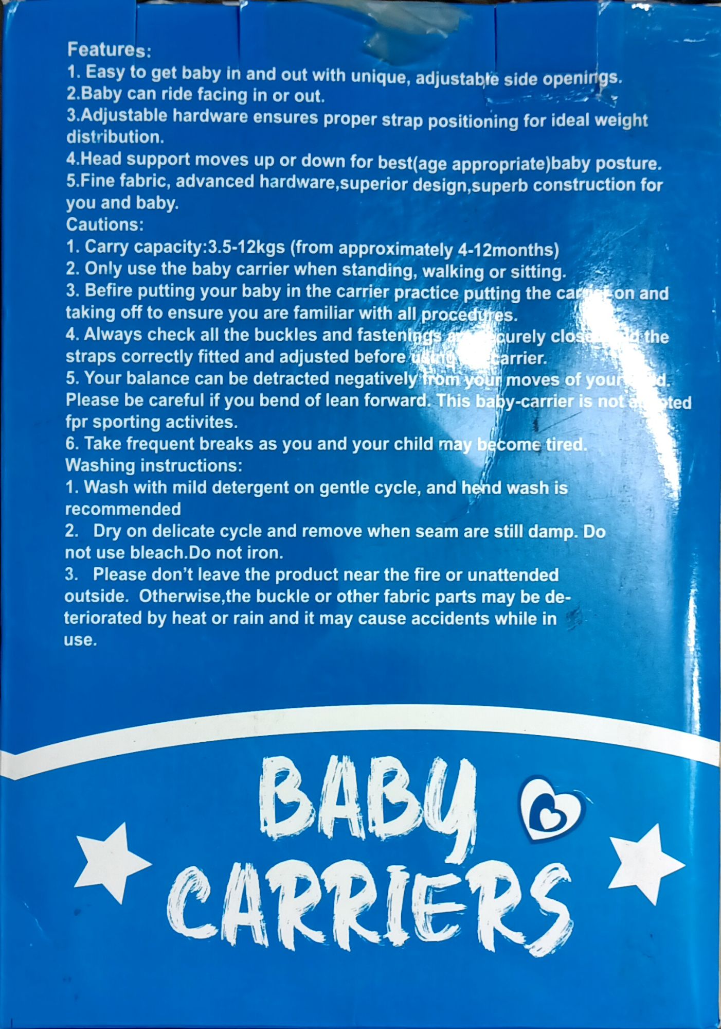 Picture of Baby Carrier it is lined with 3D mesh Fabric Optimizing Comfort for all Seasons.