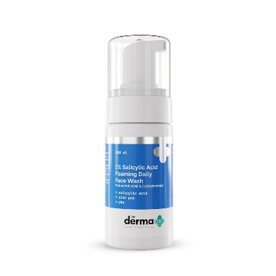 Picture of The Derma Co 1% Salicylic Acid Foaming Daily Face Wash with Salicylic Acid, Zinc PCA & PHA for Active Acne & clogged Pores - 100 ml Reduces Acne | Unclogs Pores