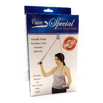 Picture of Overhead Hand Shoulder Pulley Equipment Kit With Rope For Home Gym Exercise & Physical Therapy - Plastic Handle