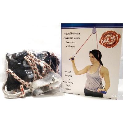 Picture of Overhead Hand Shoulder Pulley Equipment Kit With Rope For Home Gym Exercise & Physical Therapy - Plastic Handle