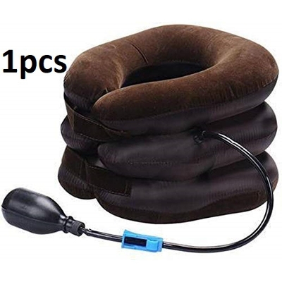 Picture of Neckline Pillow Pneumatic Air Bag 3 Tier Inflatable for Cervical Spine Neck Rest Support Massagers Pillow Neck Pillow for Back Pain, Sleeping Travel, Car seat