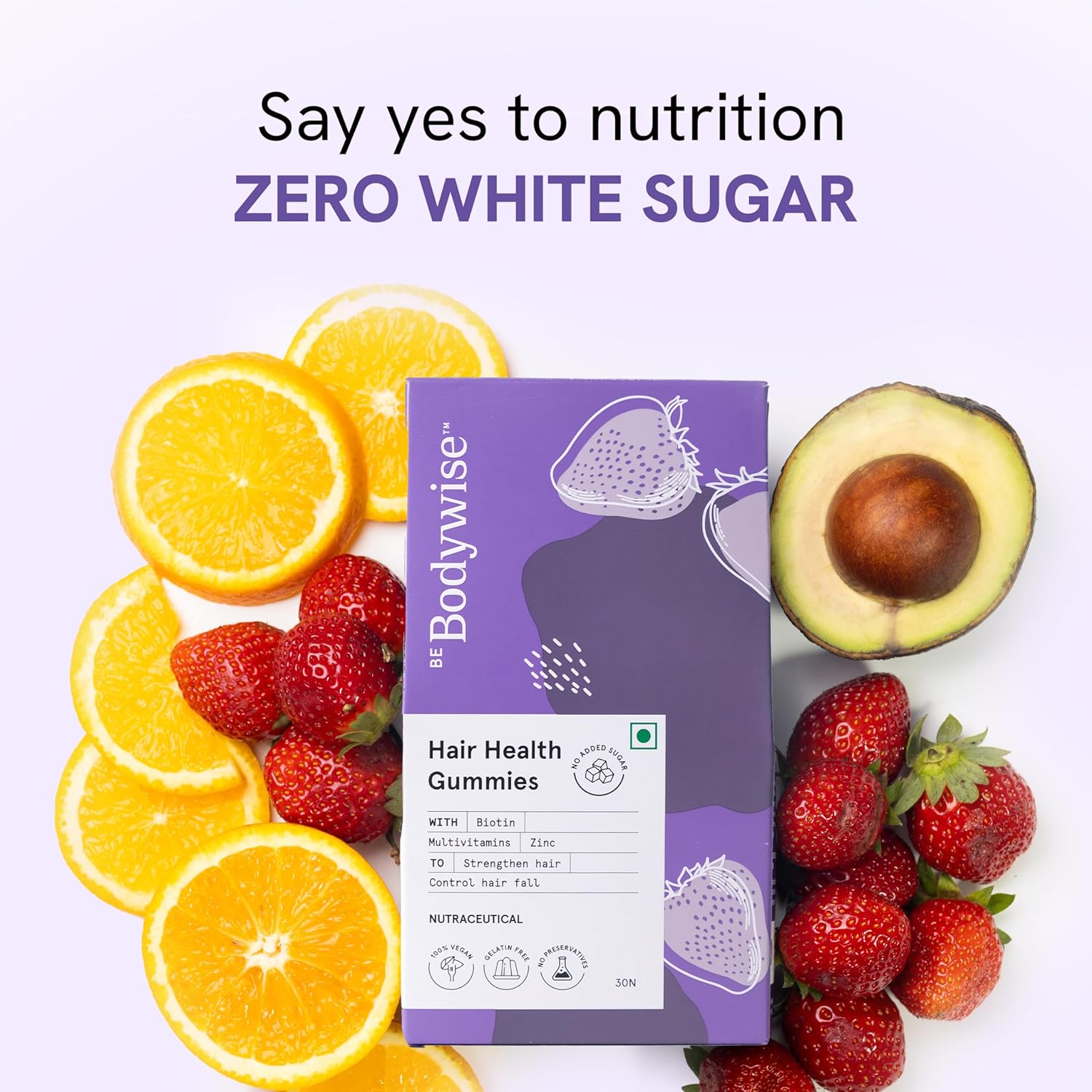 Picture of Be Bodywise Biotin Hair Gummies for Stronger, Shinier Hair & Nails | 30 Day Pack