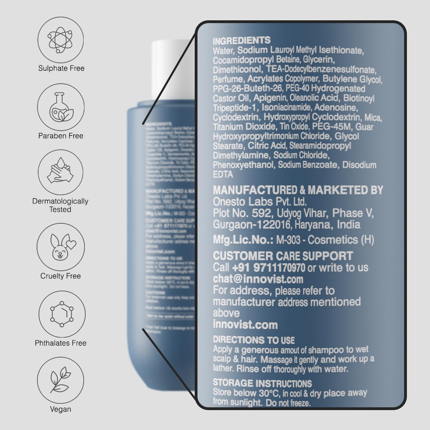 Picture of Bare Anatomy Anti Hair Fall Shampoo|5x Hair Fall Control & Growth|Contains Biotin Adenosine, & Peptides| For All Hair Types | For Women & Men | 250ml