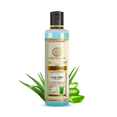 Picture of Khadi Natural Aloe Vera Face Wash with Scrub | Face Wash for Younger-Looking Skin | Face Scrub for Fighting Early Signs of Ageing | Paraben & SLS Free | Suitable for All Skin Types | 210ml