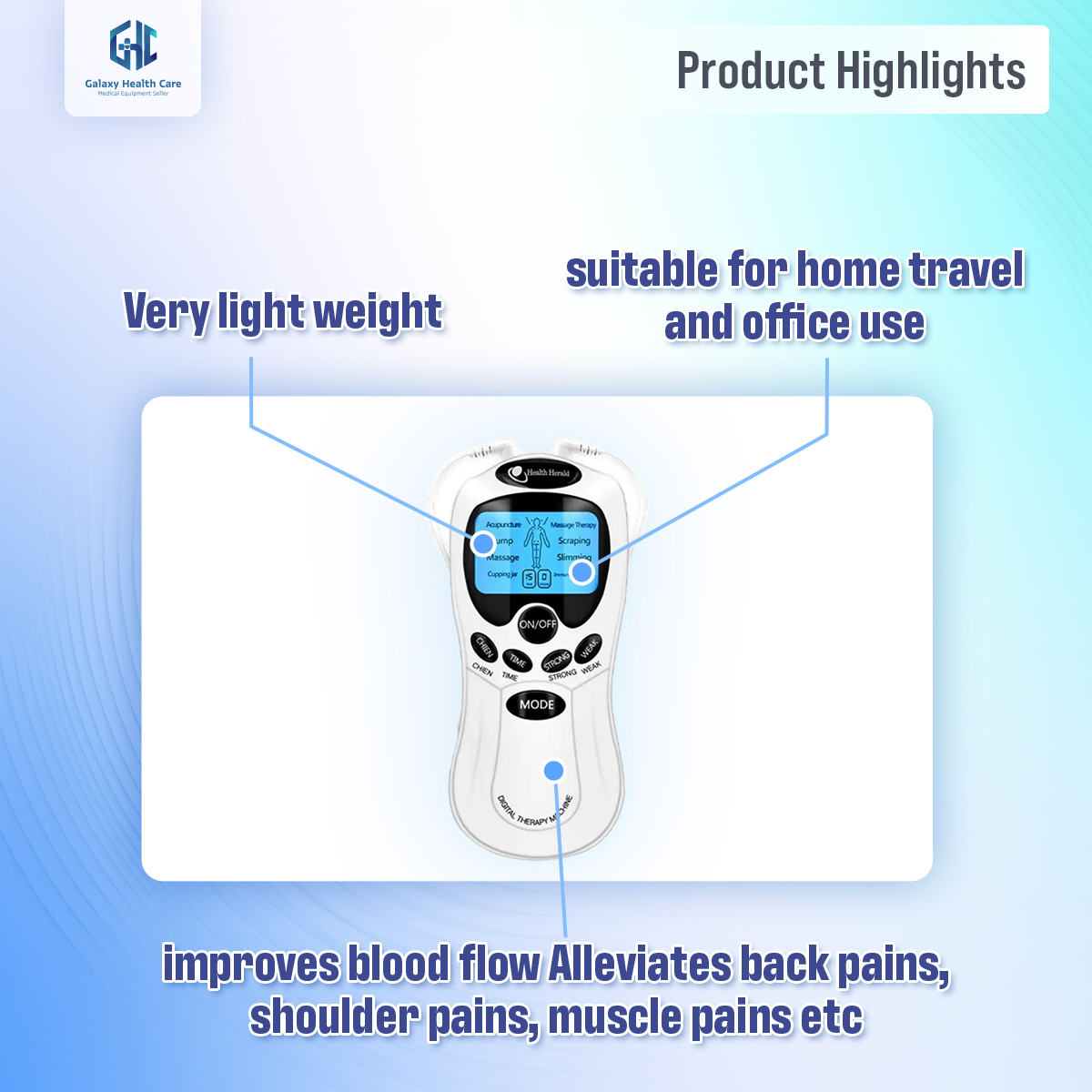 Picture of 8 Mode Ems Electric Herald Tens Machine Acupuncture Body Massage Digital Therapy Massager Muscle Stimulator Electrostimulator - Massage Machine