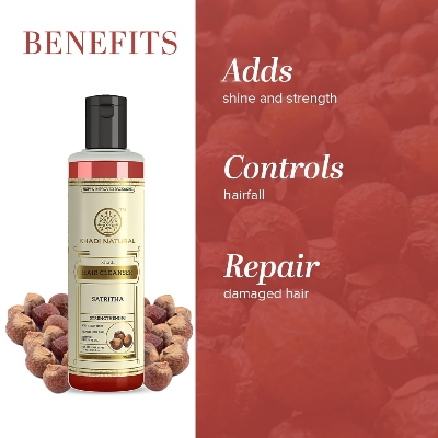 Picture of Khadi Natural Satritha Shampoo for Strong Hair 210ml | Herbal Shampoo for Controlling Hair Fall | Natural Shampoo for Repairing Damaged Hair | Suitable for All Hair Types