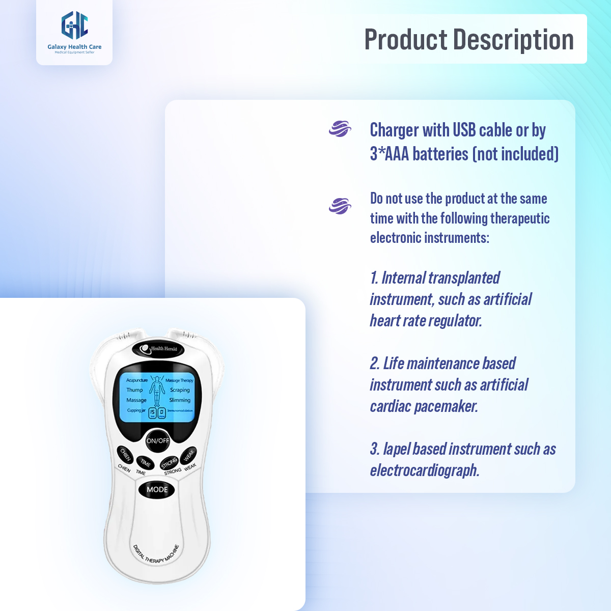 Picture of 8 Mode Ems Electric Herald Tens Machine Acupuncture Body Massage Digital Therapy Massager Muscle Stimulator Electrostimulator - Massage Machine