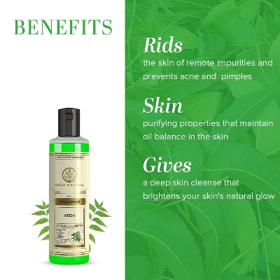 Picture of Khadi Natural Ayurvedic Neem Face Wash | Gentle Face Wash for Acne | Face Wash for Acne Prone Skin | Anti-Acne Face Wash with Neem | Paraben & Sulphate-Free | Suitable for All Skin Types 210ml