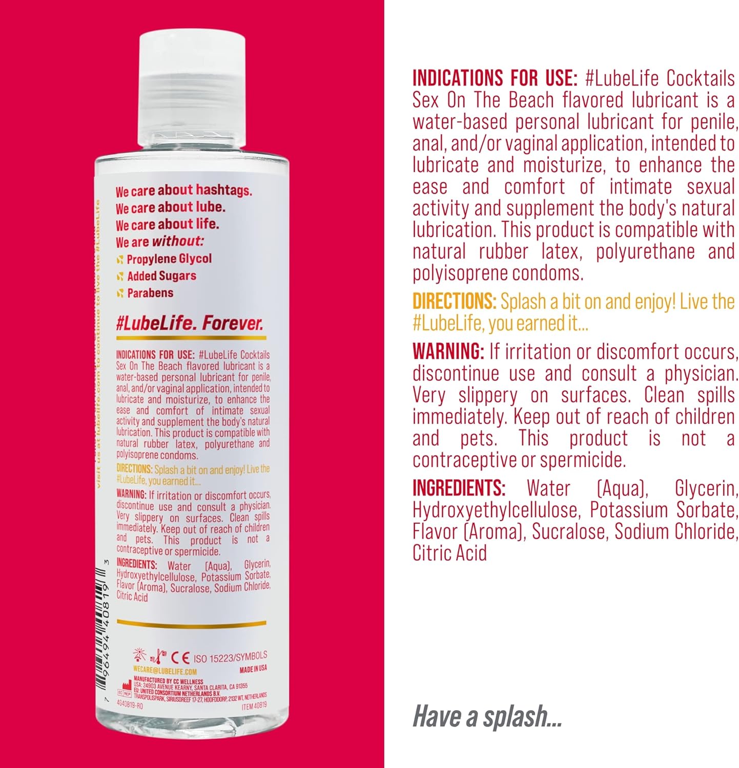 Picture of Lube Life Water-Based Fun On The Beach Flavored Lubricant, Personal Lube for Men, Women and Couples, Made without Added Sugar, 8 Fl Oz