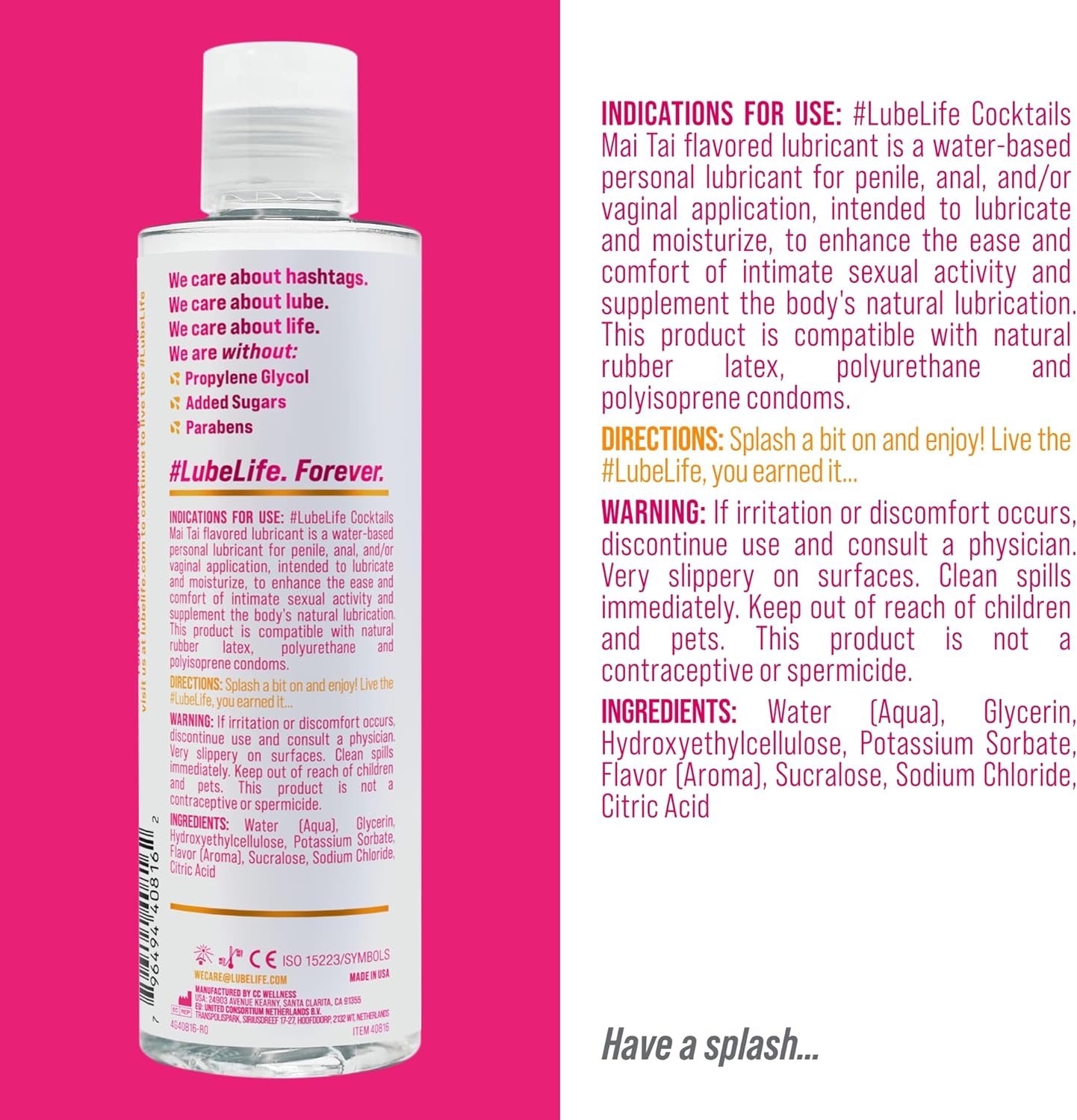 Picture of Lube Life Water-Based Mai Tai Flavored Lubricant, Personal Lube for Men, Women and Couples, Made without Added Sugar, 8 Fl Oz