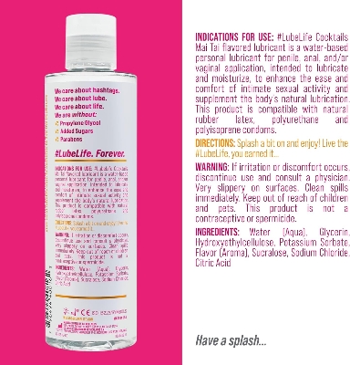 Picture of Lube Life Water-Based Mai Tai Flavored Lubricant, Personal Lube for Men, Women and Couples, Made without Added Sugar, 8 Fl Oz