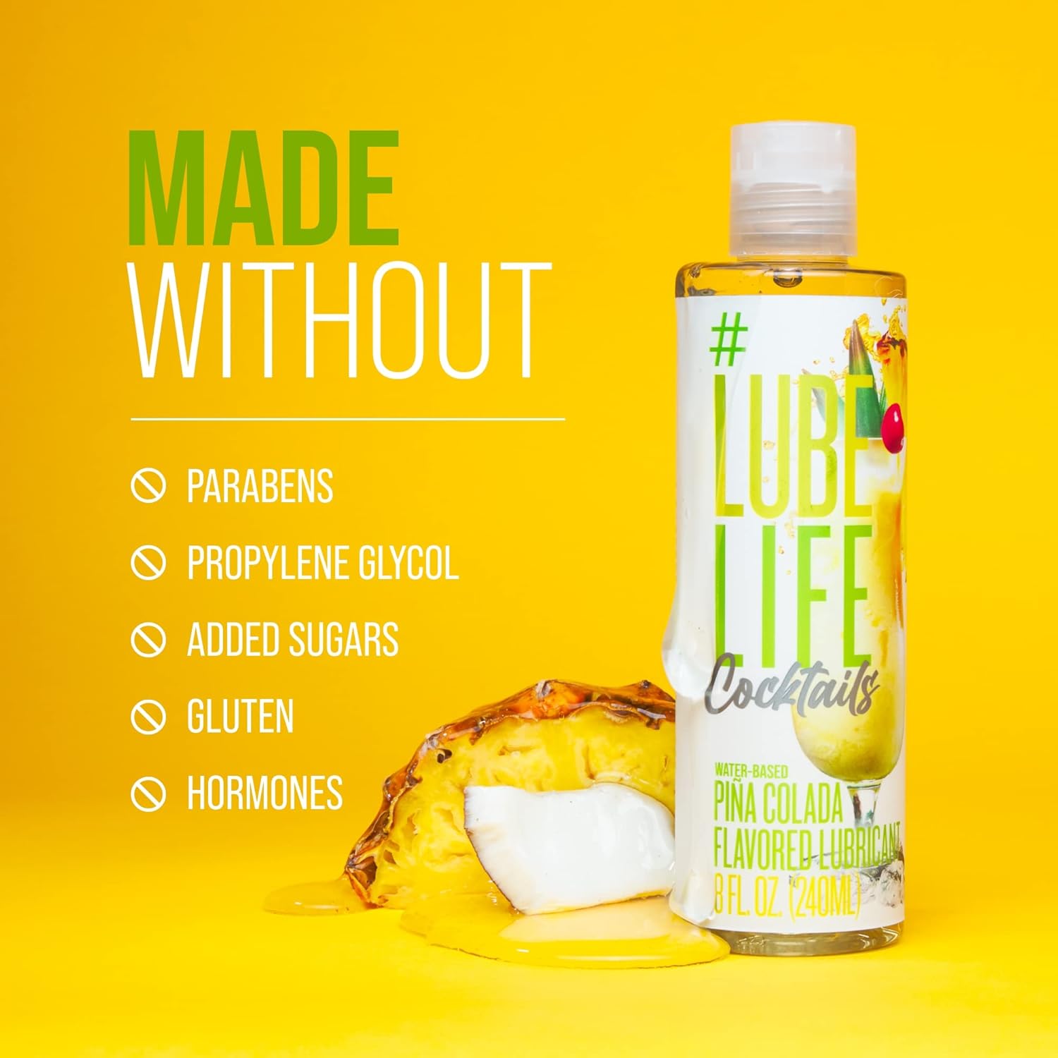 Picture of Lube Life Water-Based Piña Colada Flavored Lubricant, Personal Lube for Men, Women and Couples, Made without Added Sugar, 8 Fl Oz