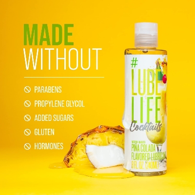 Picture of Lube Life Water-Based Piña Colada Flavored Lubricant, Personal Lube for Men, Women and Couples, Made without Added Sugar, 8 Fl Oz