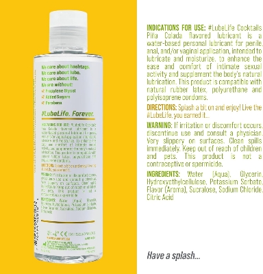 Picture of Lube Life Water-Based Piña Colada Flavored Lubricant, Personal Lube for Men, Women and Couples, Made without Added Sugar, 8 Fl Oz
