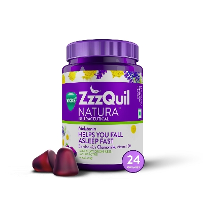 Picture of Vicks ZzzQuil Natura, 24s Pack, Non-Addictive Sleep-Aid Gummy, Melatonin helps you fall Asleep Fast